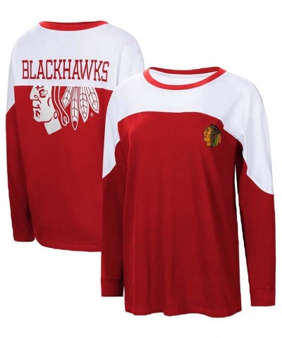 Women's Red Chicago Blackhawks Pop Fly Long Sleeve T-shirt Red $29.40 Tops