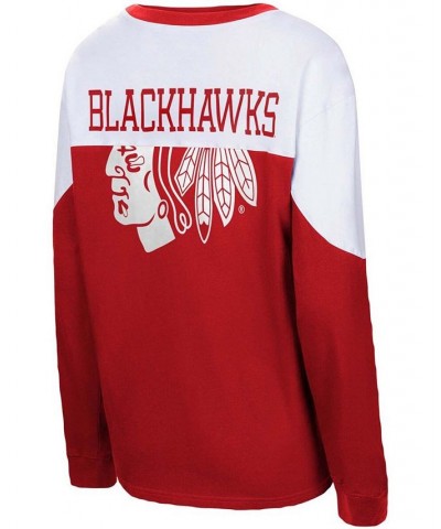 Women's Red Chicago Blackhawks Pop Fly Long Sleeve T-shirt Red $29.40 Tops