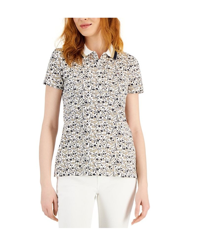 Women's Ditsy Print Polo Shirt White $19.74 Tops