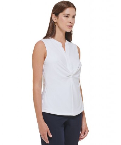 Women's Sleeveless Twist Front Top Ivory $30.72 Tops