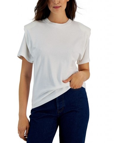 Women's Cotton Solid-Color Crewneck T-Shirt Natural $41.04 Tops