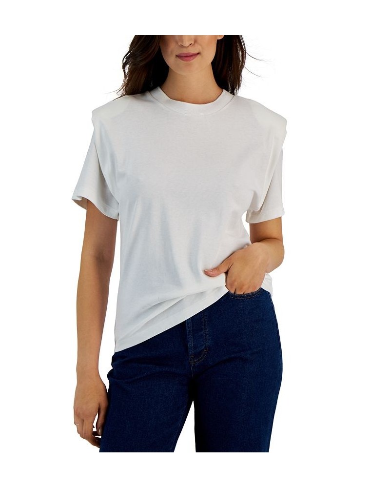 Women's Cotton Solid-Color Crewneck T-Shirt Natural $41.04 Tops