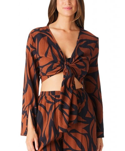 Women's Animal-Print Cotton Cover-Up Top Earth $46.75 Swimsuits