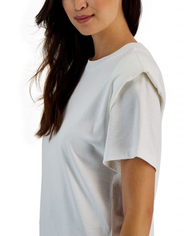 Women's Cotton Solid-Color Crewneck T-Shirt Natural $41.04 Tops