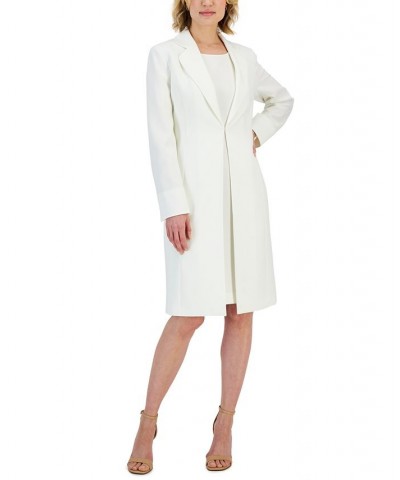 Women's Crepe Topper Jacket & Sheath Dress Suit Regular and Petite Sizes White $93.10 Suits