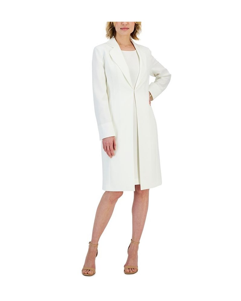 Women's Crepe Topper Jacket & Sheath Dress Suit Regular and Petite Sizes White $93.10 Suits