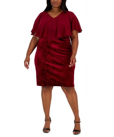 Plus Size Popover Velvet Sheath Dress Scarlet $17.57 Dresses