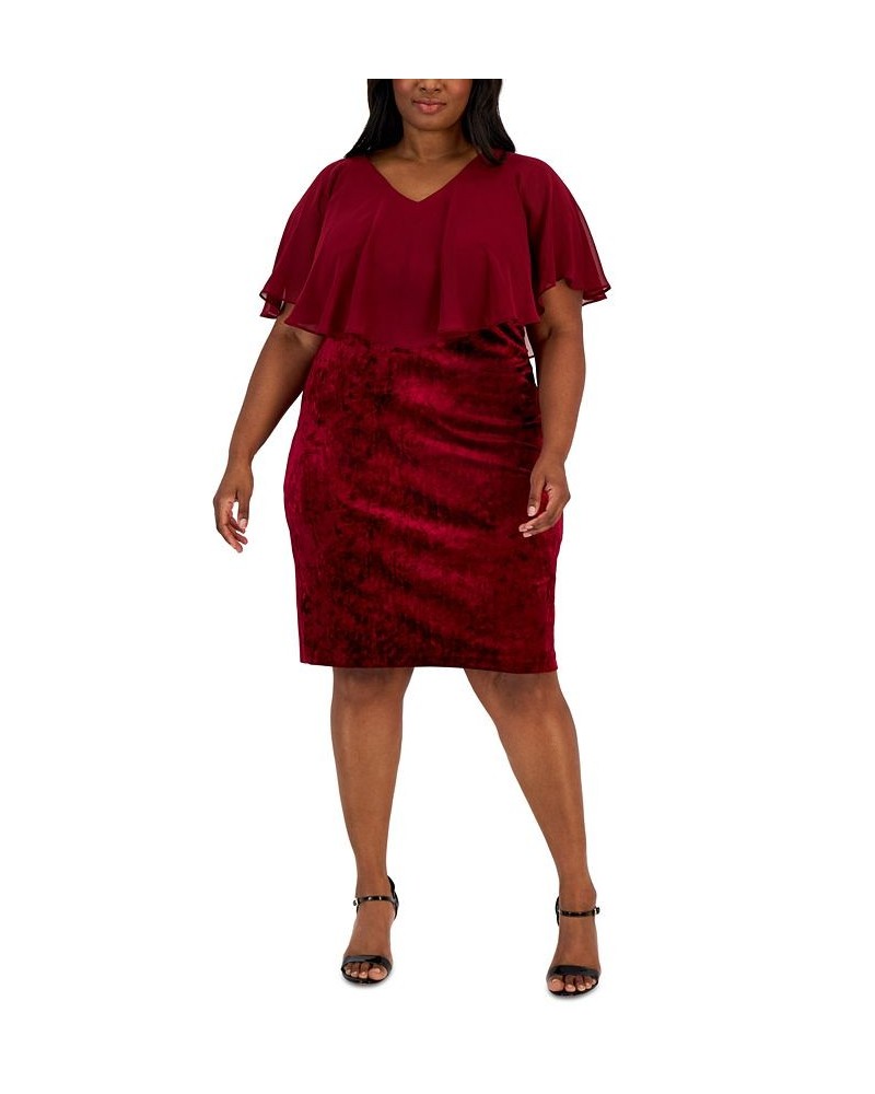 Plus Size Popover Velvet Sheath Dress Scarlet $17.57 Dresses