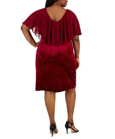 Plus Size Popover Velvet Sheath Dress Scarlet $17.57 Dresses