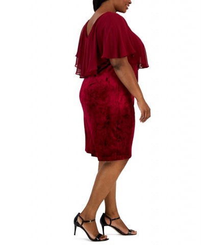 Plus Size Popover Velvet Sheath Dress Scarlet $17.57 Dresses