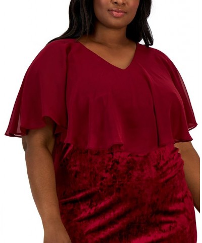 Plus Size Popover Velvet Sheath Dress Scarlet $17.57 Dresses