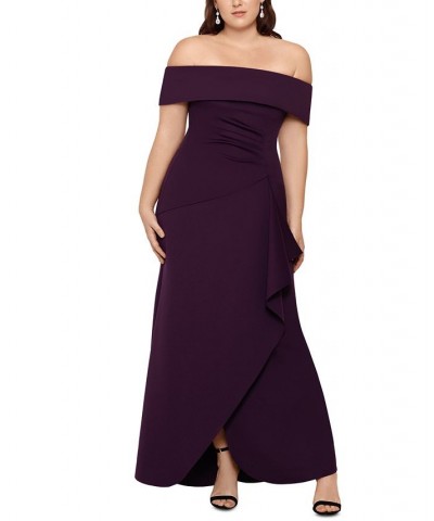 Plus Size Off-The-Shoulder Gown Plum Purple $87.02 Dresses