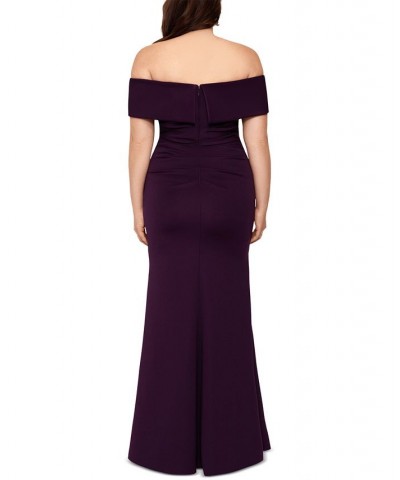 Plus Size Off-The-Shoulder Gown Plum Purple $87.02 Dresses