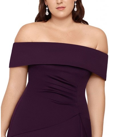 Plus Size Off-The-Shoulder Gown Plum Purple $87.02 Dresses