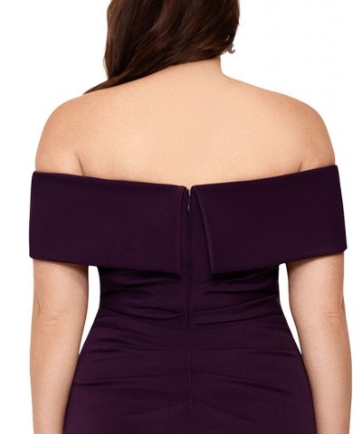 Plus Size Off-The-Shoulder Gown Plum Purple $87.02 Dresses