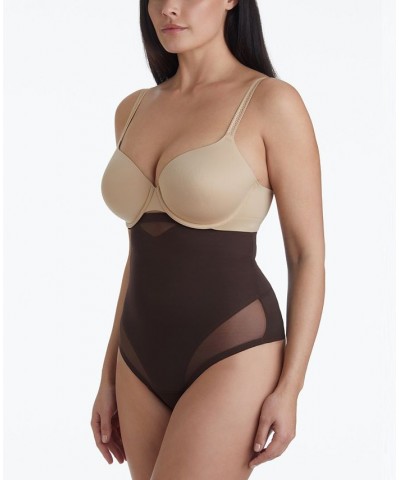 Women's Extra Firm Tummy-Control High-Waist Sheer Thong 2778 Brown $29.70 Shapewear