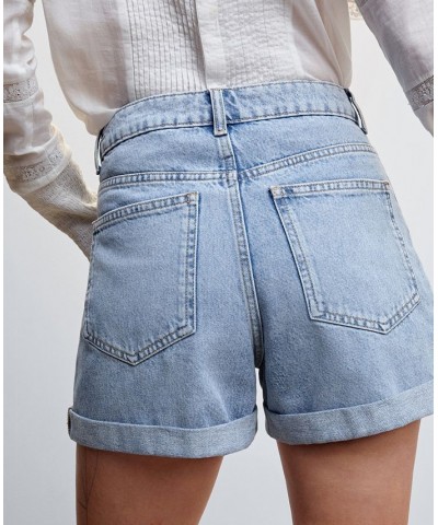 Women's Mom-Fit Denim Shorts Medium Blue $20.50 Shorts