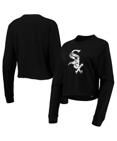 Women's Black Chicago White Sox Baby Jersey Cropped Long Sleeve T-shirt Black $23.31 Tops