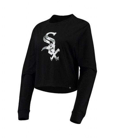 Women's Black Chicago White Sox Baby Jersey Cropped Long Sleeve T-shirt Black $23.31 Tops