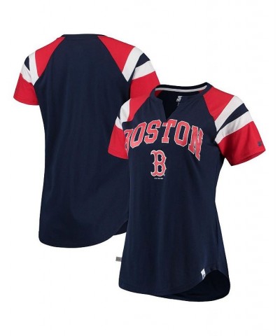 Women's Navy Red Boston Red Sox Game On Notch Neck Raglan T-Shirt Navy, Red $25.64 Tops