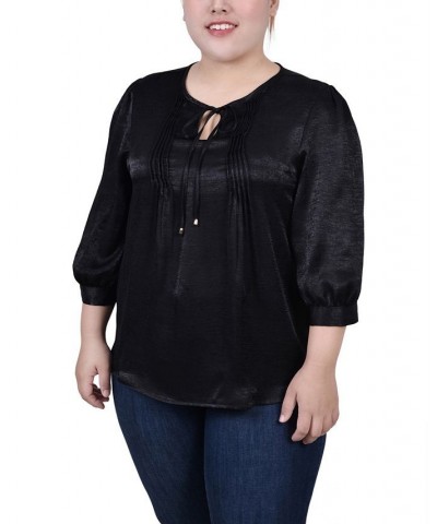 Plus Size Satin Blouse Black $15.48 Tops