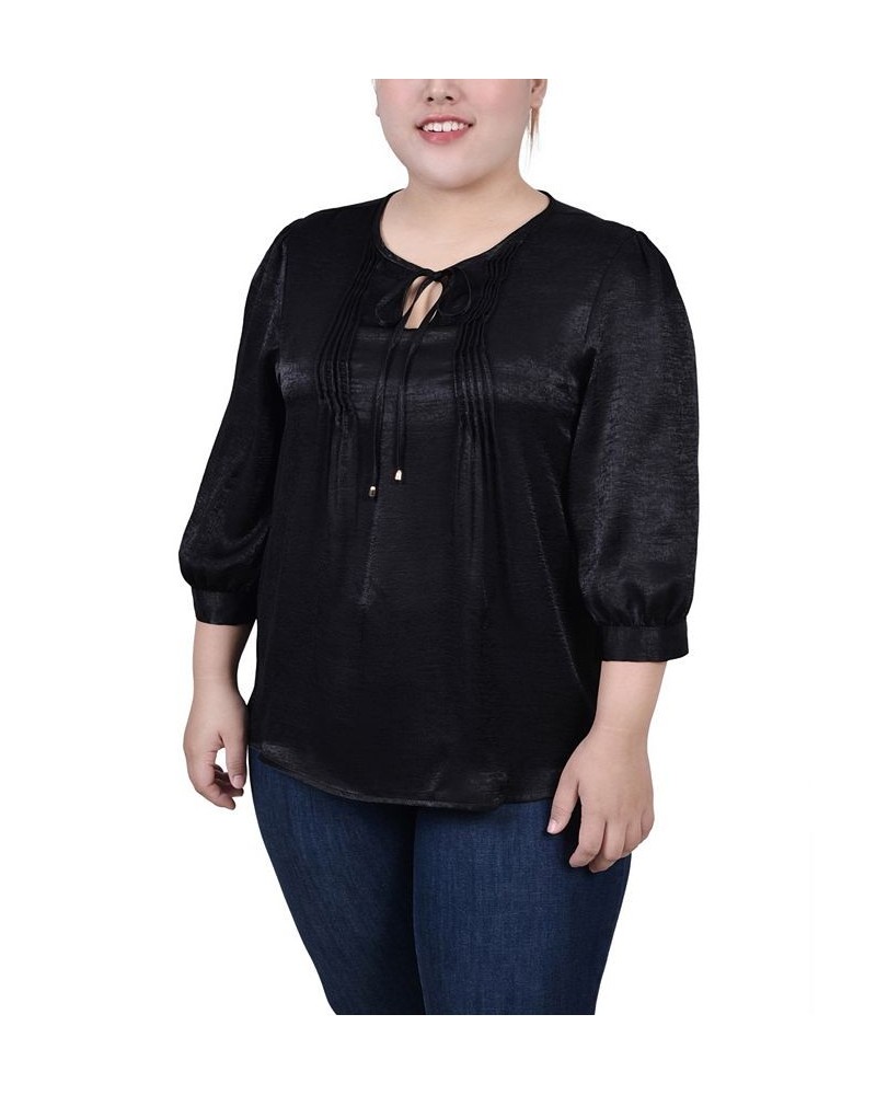 Plus Size Satin Blouse Black $15.48 Tops