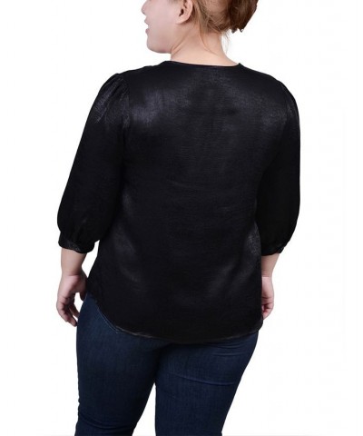 Plus Size Satin Blouse Black $15.48 Tops