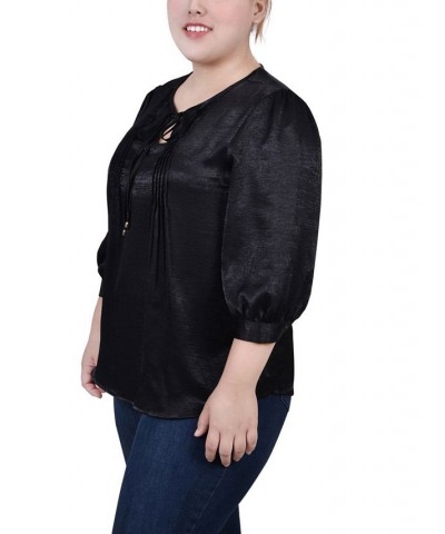 Plus Size Satin Blouse Black $15.48 Tops