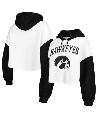 Women's White Black Iowa Hawkeyes Good Time Color Block Cropped Hoodie White, Black $35.00 Sweatshirts