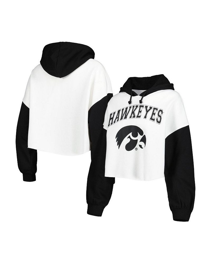 Women's White Black Iowa Hawkeyes Good Time Color Block Cropped Hoodie White, Black $35.00 Sweatshirts