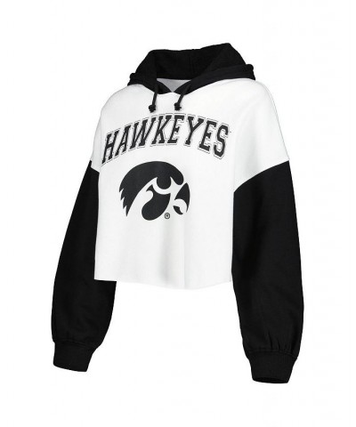 Women's White Black Iowa Hawkeyes Good Time Color Block Cropped Hoodie White, Black $35.00 Sweatshirts