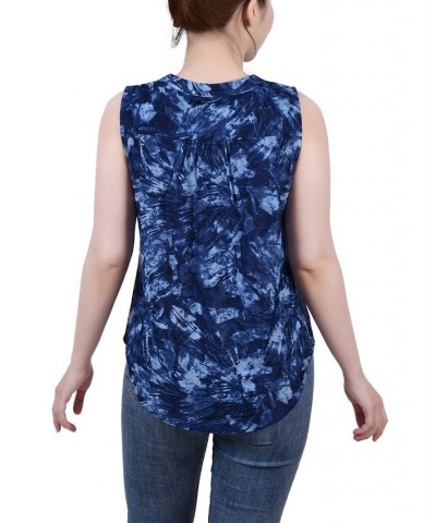 Petite Sleeveless Jacquard Y-neck Top Blue Milaflor $13.33 Tops