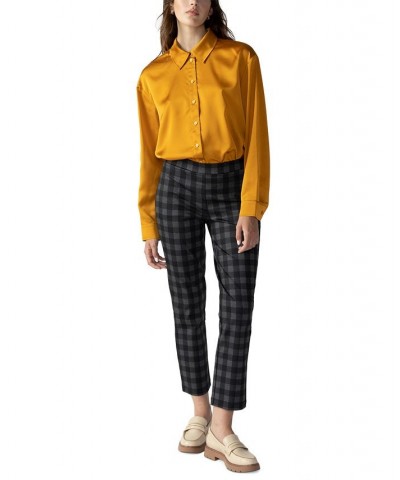 Women's Oversized Satin Button-Up Shirt Aged Scotch $32.62 Tops