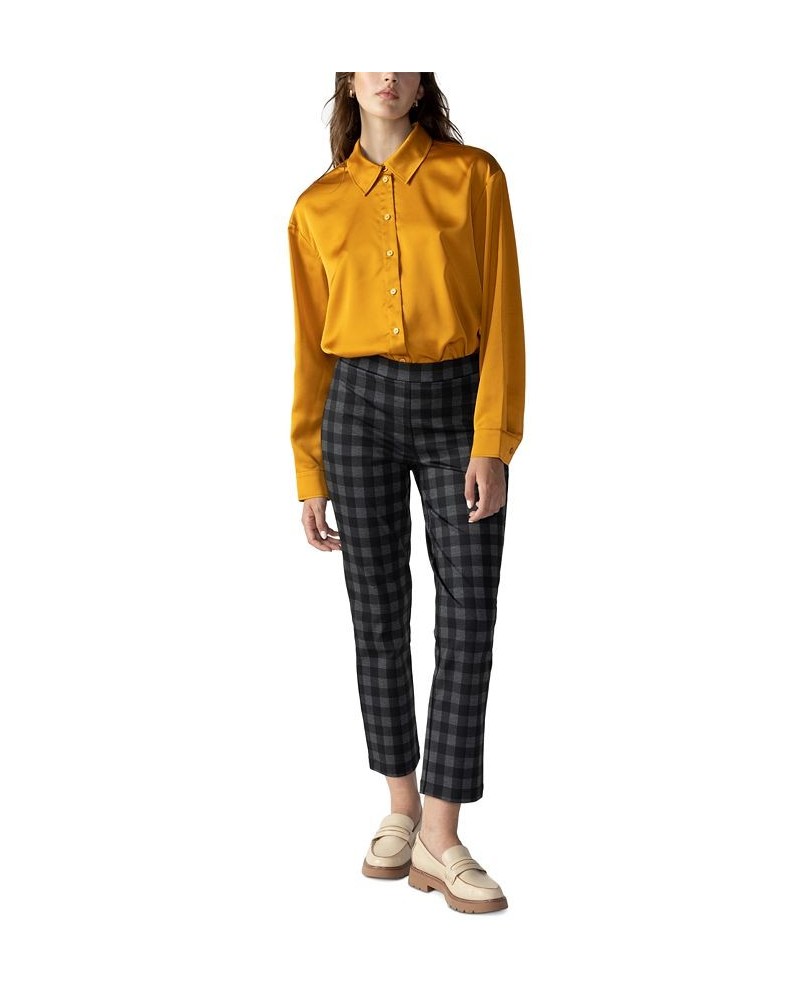 Women's Oversized Satin Button-Up Shirt Aged Scotch $32.62 Tops