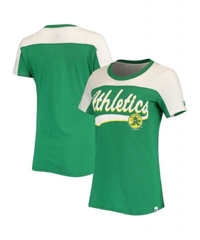 Women's Green and White Oakland Athletics Kick Start T-shirt Green, White $19.59 Tops