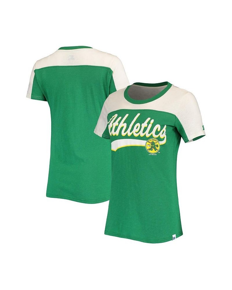 Women's Green and White Oakland Athletics Kick Start T-shirt Green, White $19.59 Tops