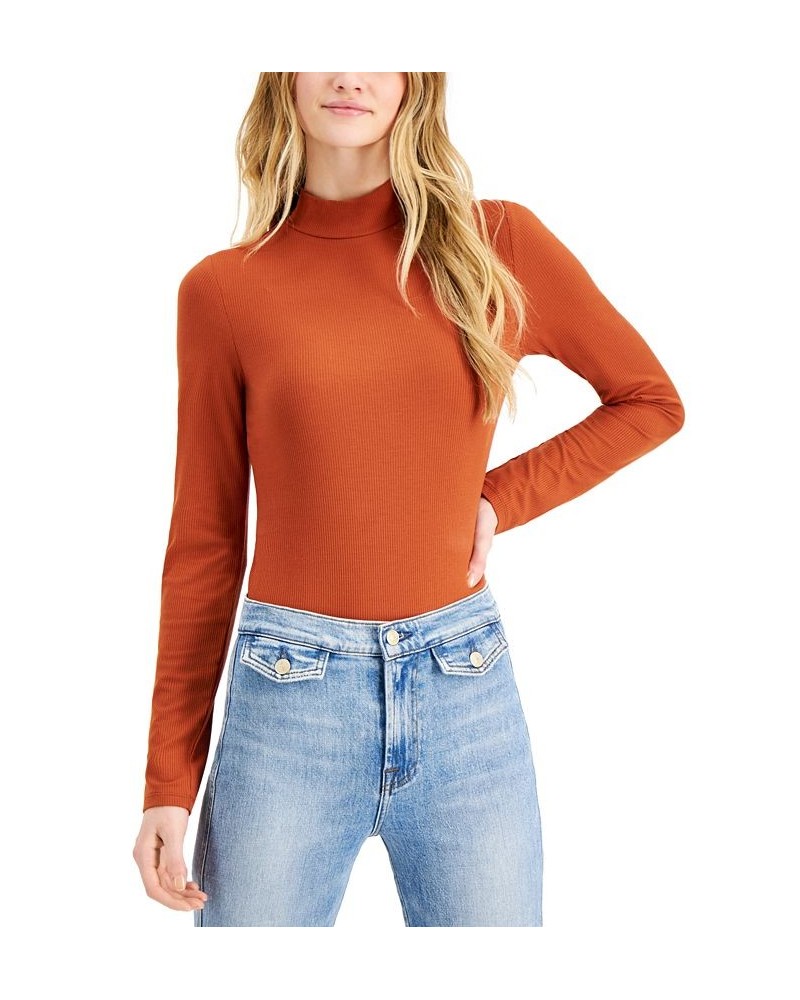 Juniors' Mock-Neck Bodysuit Red $11.39 Tops