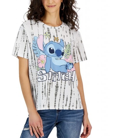 Juniors' Floral Stitch Crewneck Graphic T-Shirt White $10.82 Tops