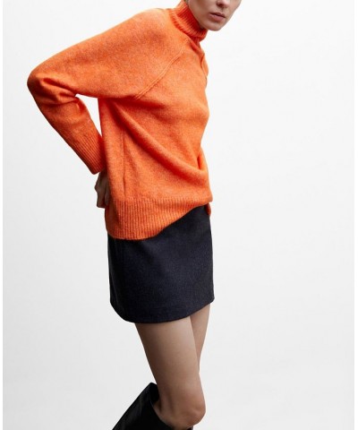 Women's Turtleneck Knit Sweater Orange $35.00 Sweaters