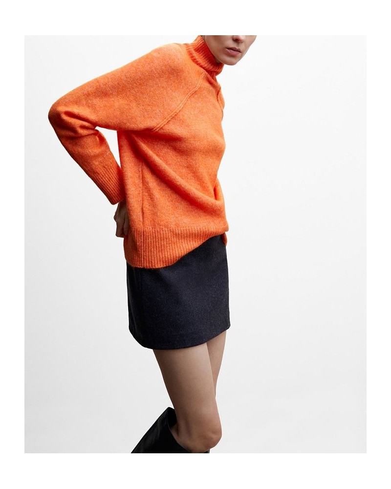 Women's Turtleneck Knit Sweater Orange $35.00 Sweaters