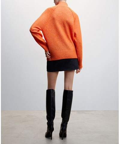 Women's Turtleneck Knit Sweater Orange $35.00 Sweaters