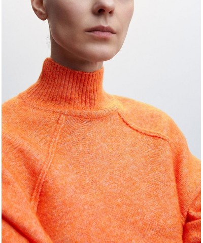 Women's Turtleneck Knit Sweater Orange $35.00 Sweaters