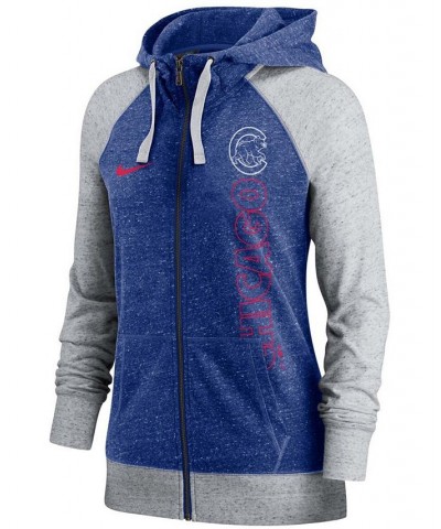 Women's Royal Chicago Cubs In Pocket Gym Vintage-Like Full-Zip Hoodie Royal $33.60 Sweatshirts