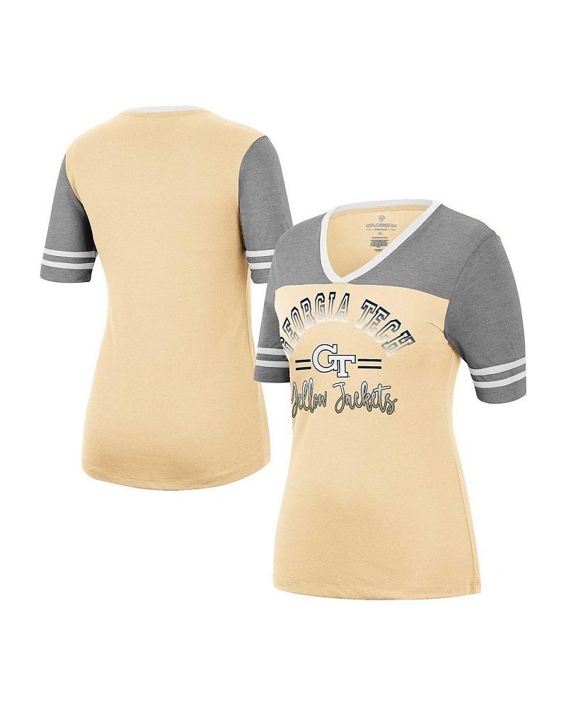 Women's Gold Heathered Gray Georgia Tech Yellow Jackets There You Are V-Neck T-shirt Gold, Heathered Gray $23.84 Tops