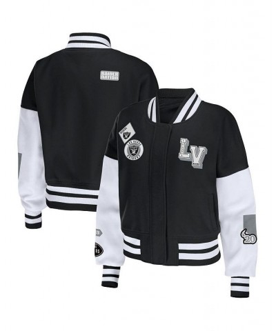 Women's Black White Las Vegas Raiders Full-Zip Varsity Jacket Black, White $65.80 Jackets