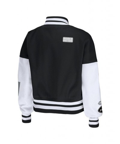 Women's Black White Las Vegas Raiders Full-Zip Varsity Jacket Black, White $65.80 Jackets