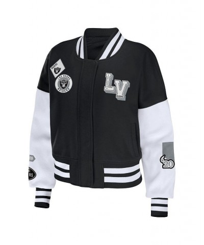 Women's Black White Las Vegas Raiders Full-Zip Varsity Jacket Black, White $65.80 Jackets