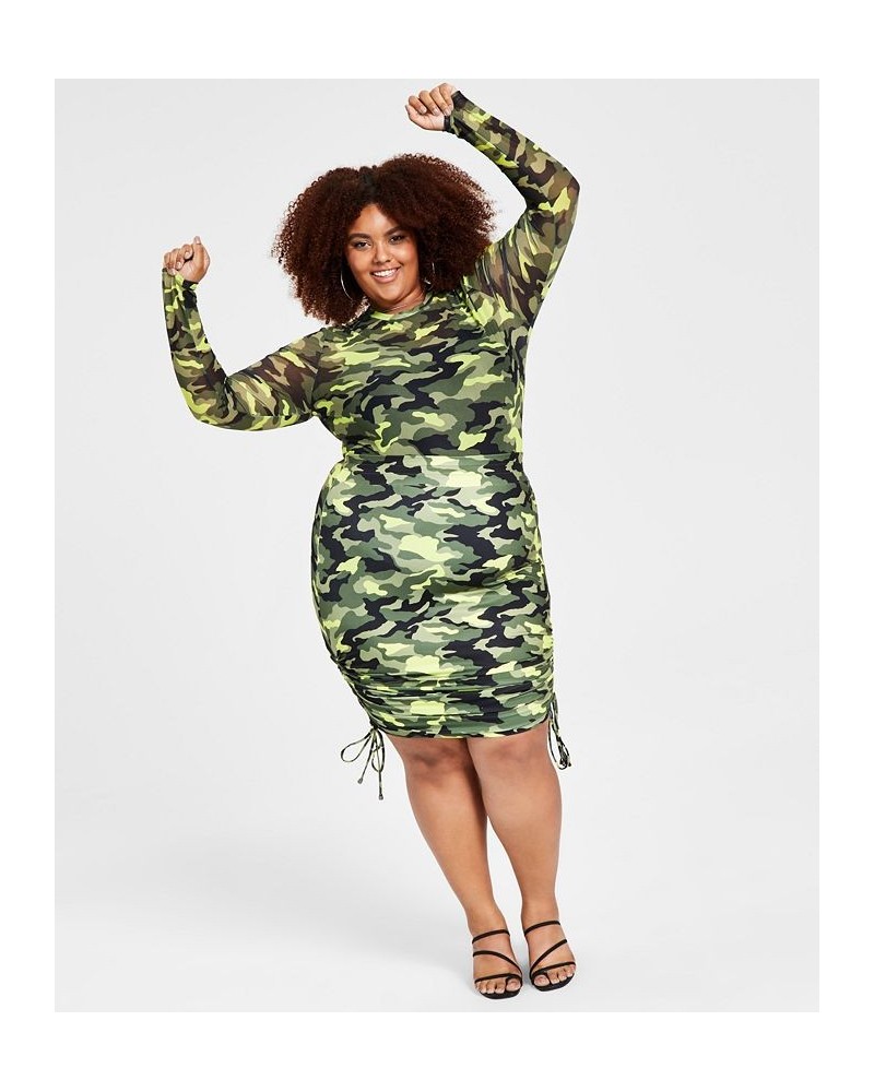 Trendy Plus Size Camo Pencil Skirt Neon Camo Print $19.55 Skirts