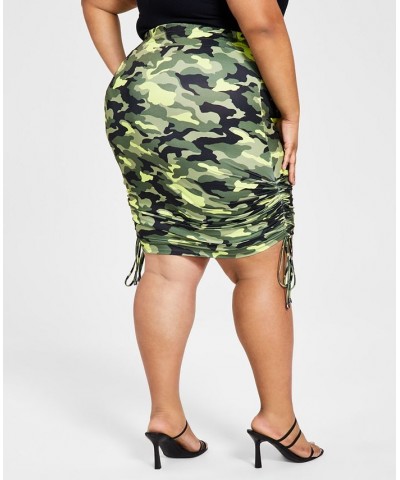 Trendy Plus Size Camo Pencil Skirt Neon Camo Print $19.55 Skirts