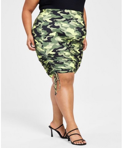 Trendy Plus Size Camo Pencil Skirt Neon Camo Print $19.55 Skirts